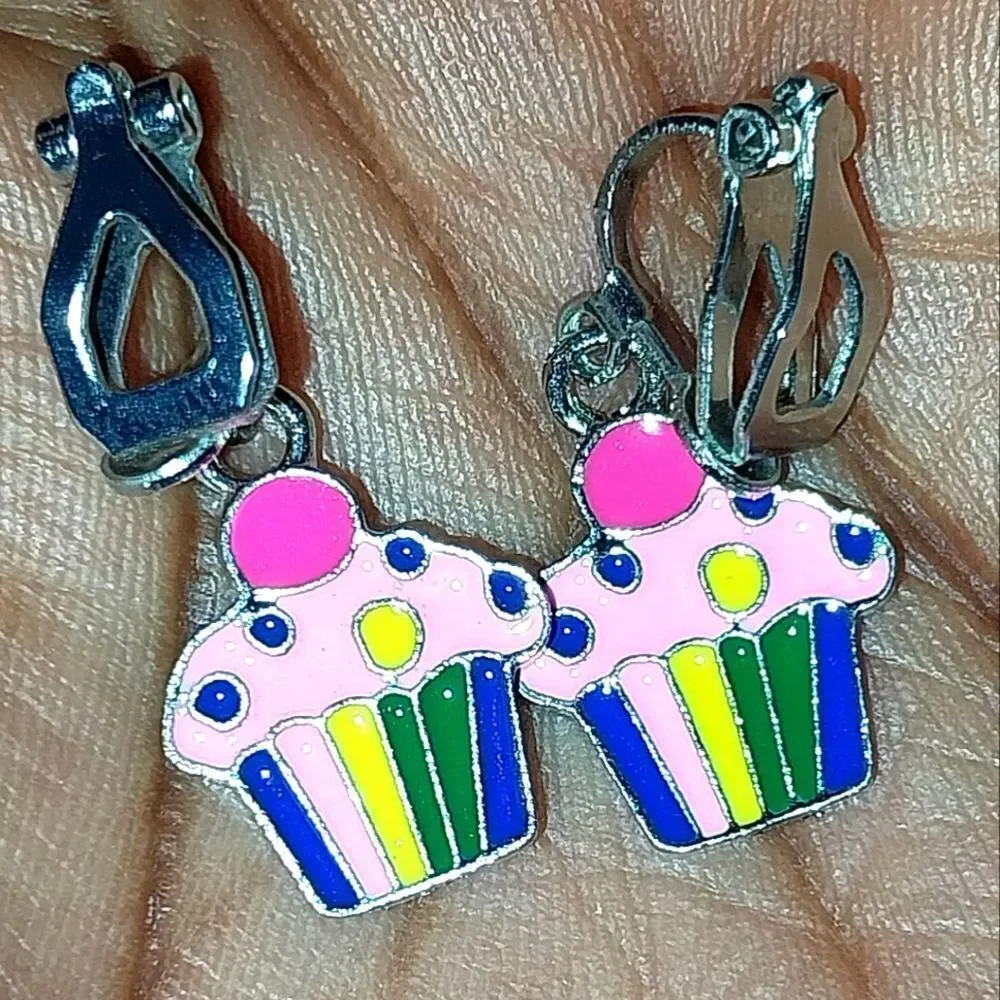 Beautiful cupcake  fashion clip-on kids earrings